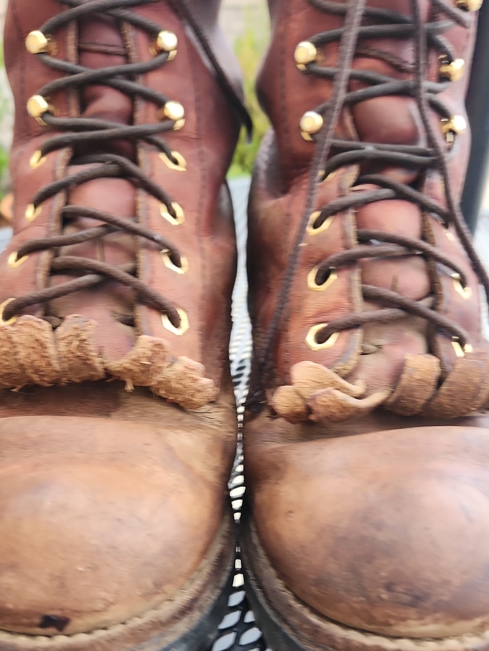 Womens Chippewa Brown Leather Work Boots 8